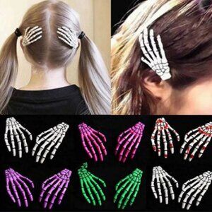 Skeleton Hands Hair Clips- Pink